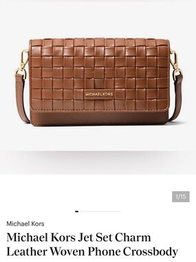 Michael Kors Tan Woven Leather Crossbody with Gold Hardware